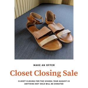 4/$10 Gold and tan braided sandals